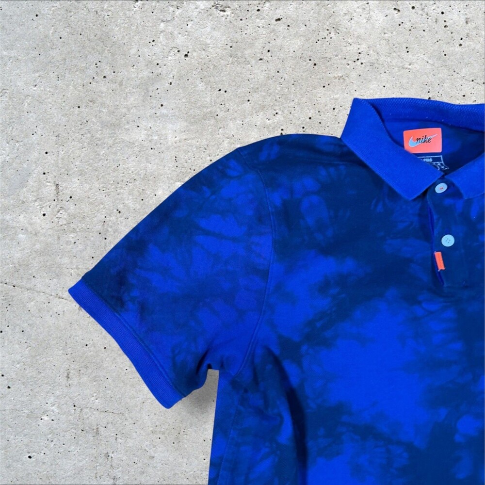 Nike Dri-Fit Polo Shirt Mens Medium Blue Black Tie Dye Golf Short Sleeve M - Picture 4 of 9